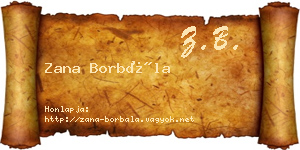 Zana Borbála névjegykártya