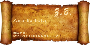Zana Borbála névjegykártya